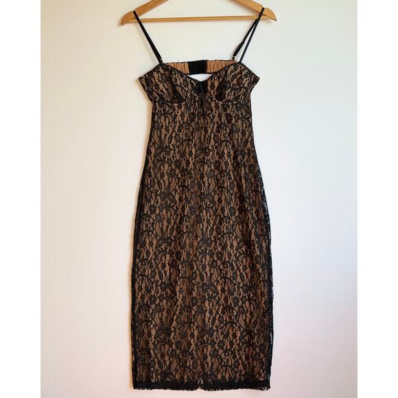 Rumored Black Floral Lace Midi Dress Date Night Party Indie Sleaze Goth Small - Picture 1 of 15